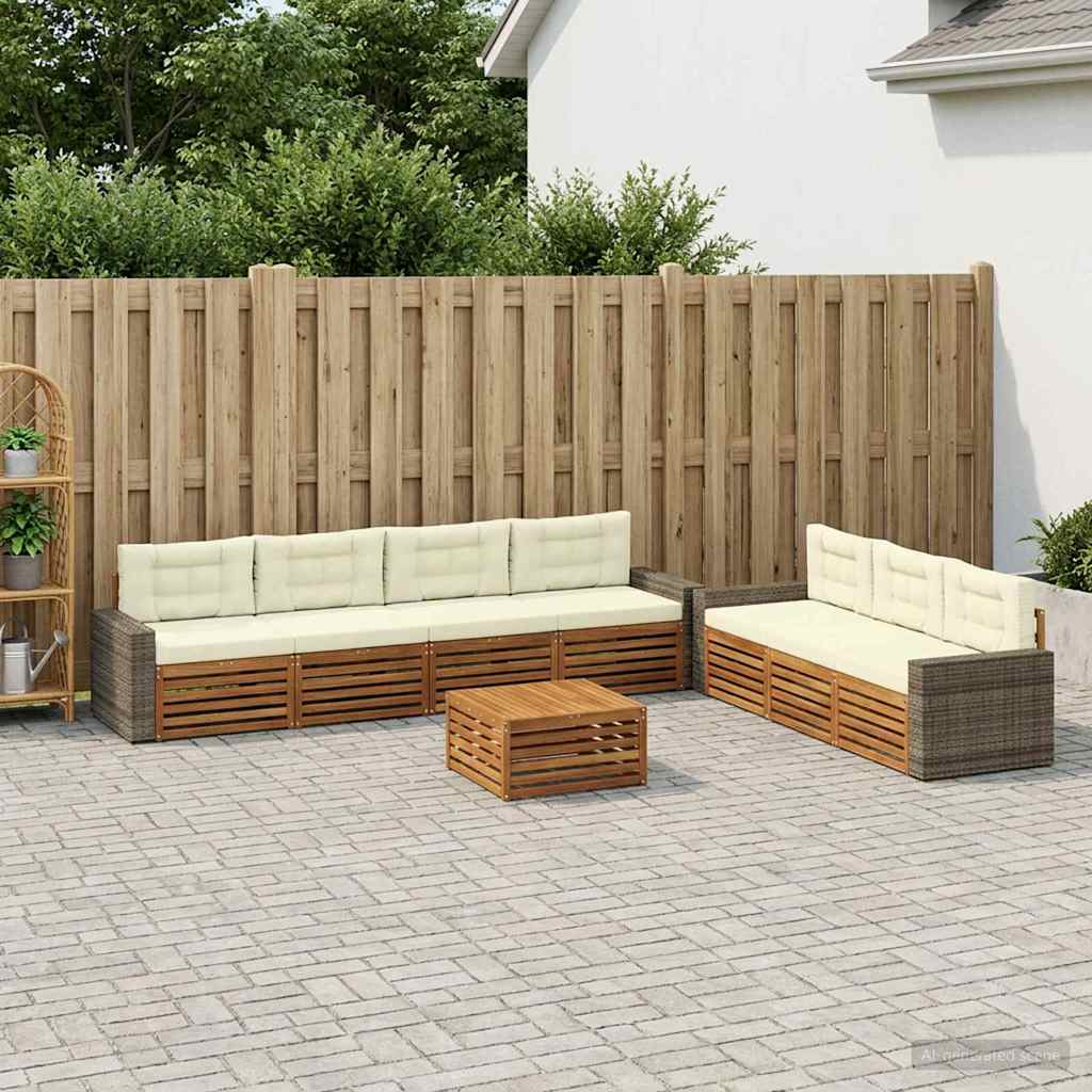 Outdoor-Sofagarnitur 8 stk. Natur und Creme Polyester