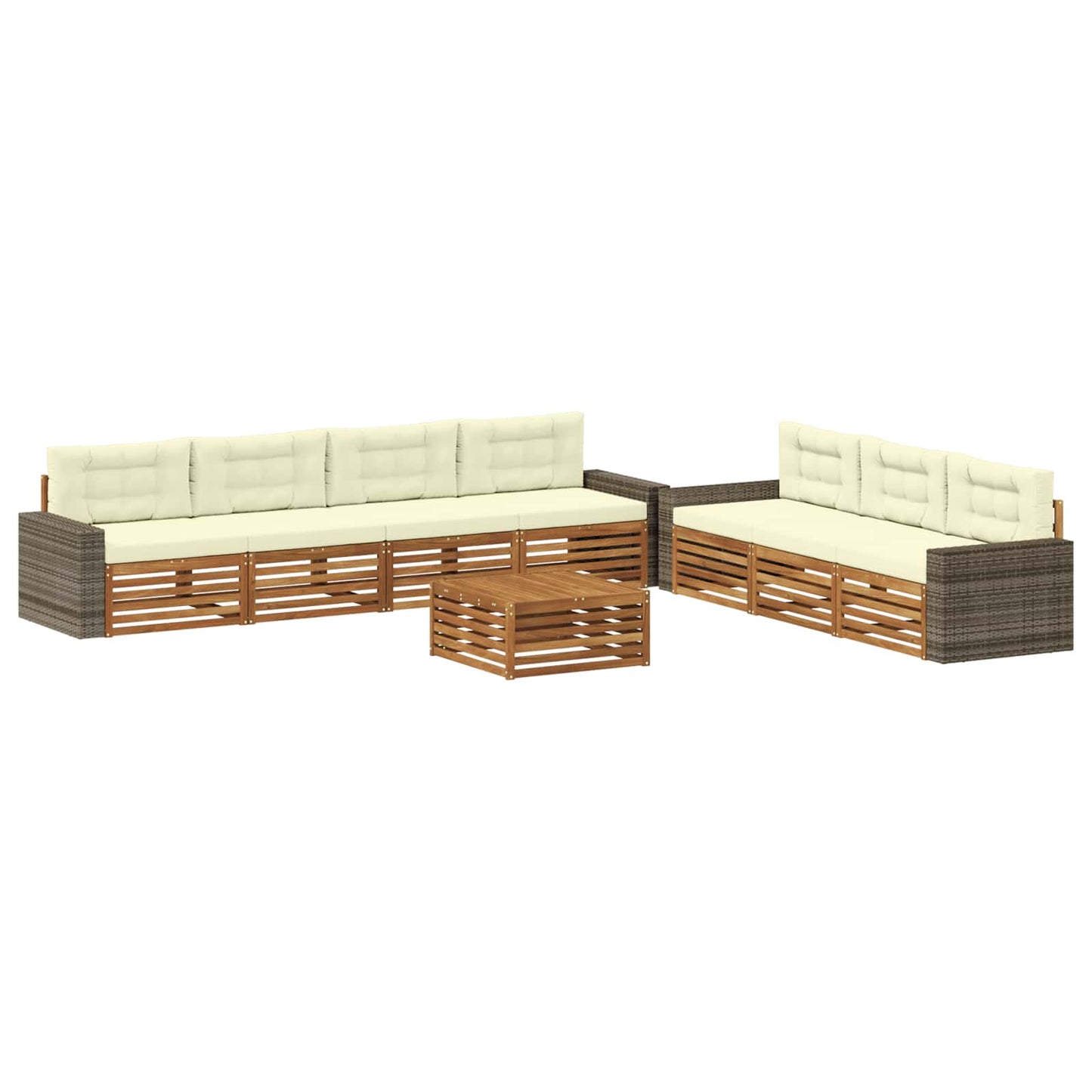 Outdoor-Sofagarnitur 8 stk. Natur und Creme Polyester