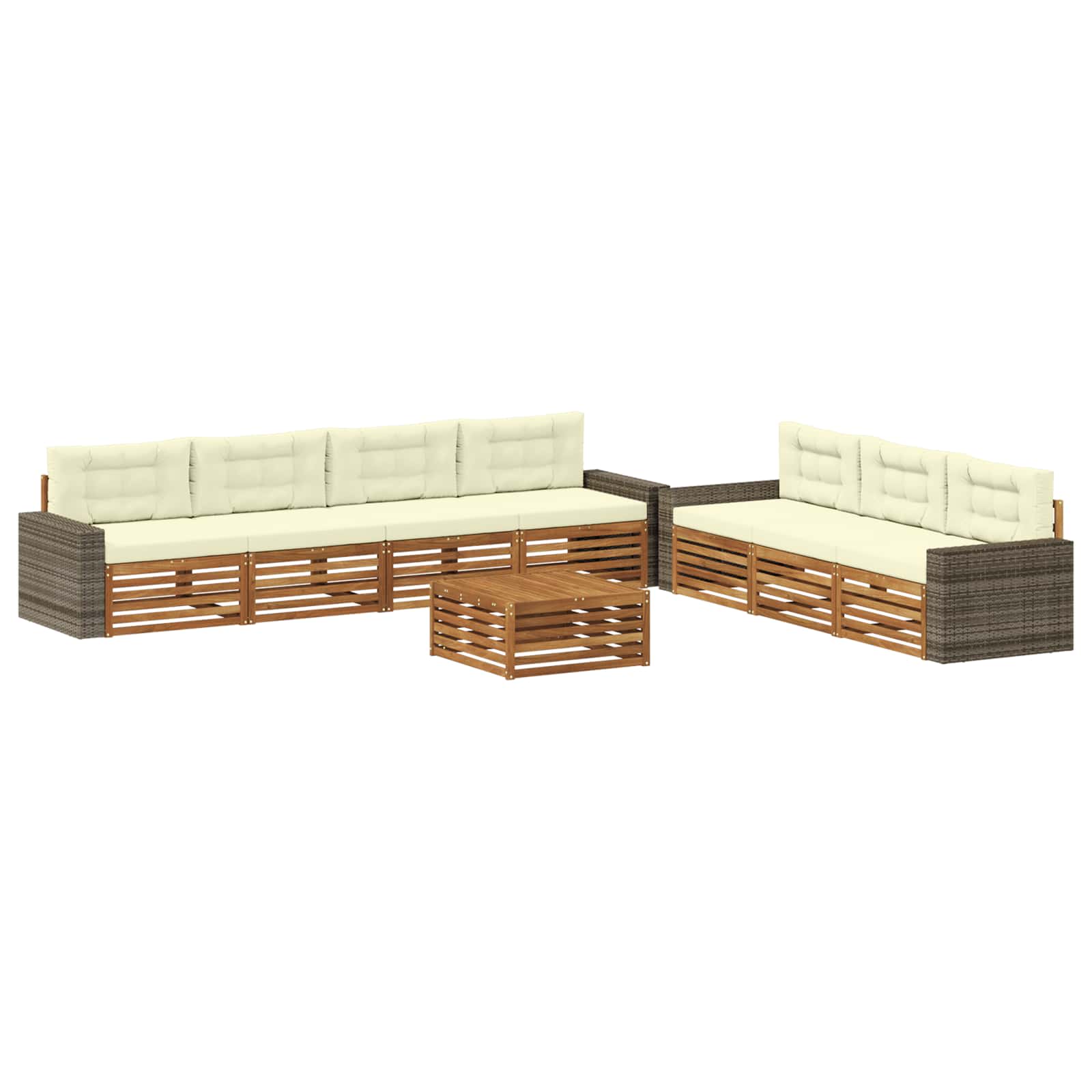 Outdoor-Sofagarnitur 8 stk. Natur und Creme Polyester
