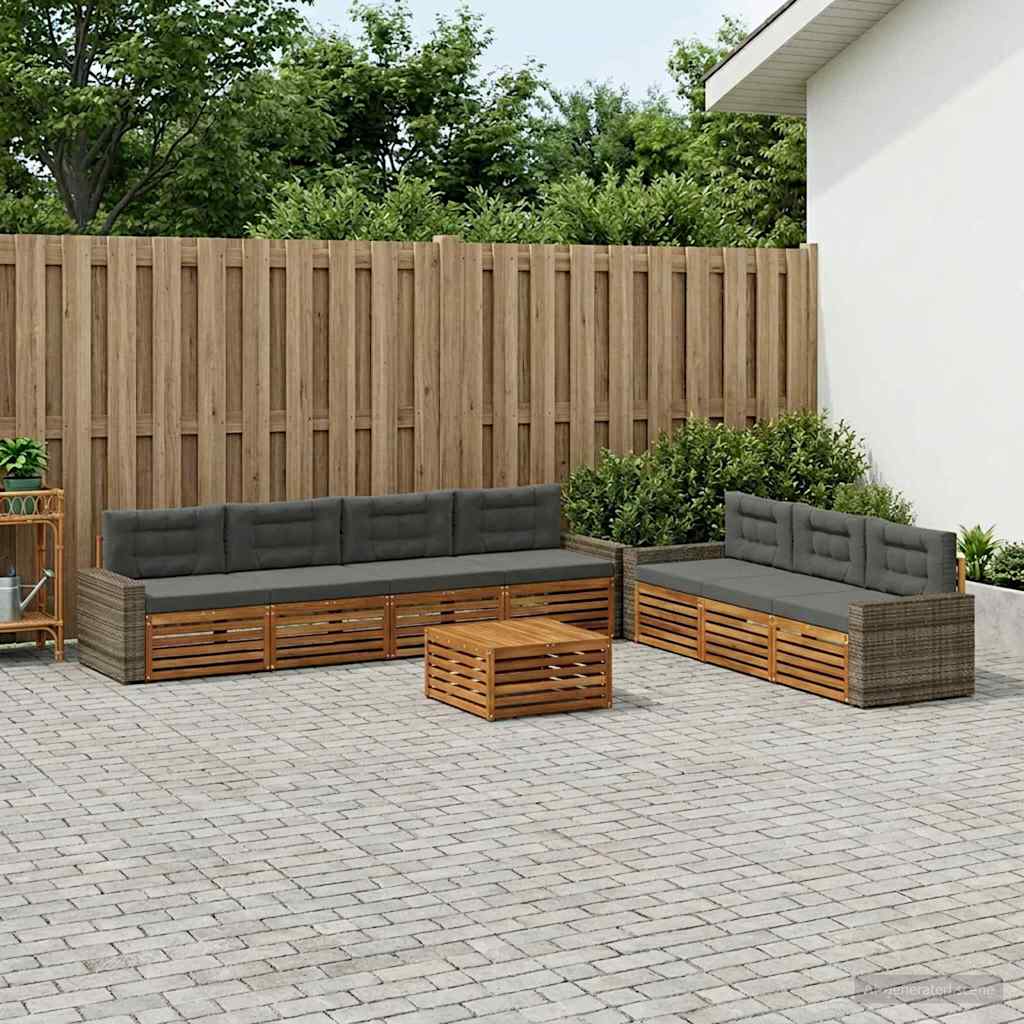 Outdoor-Sofagarnitur 8 pcs Natur und Anthrazit 79 x 79 x 37 cm