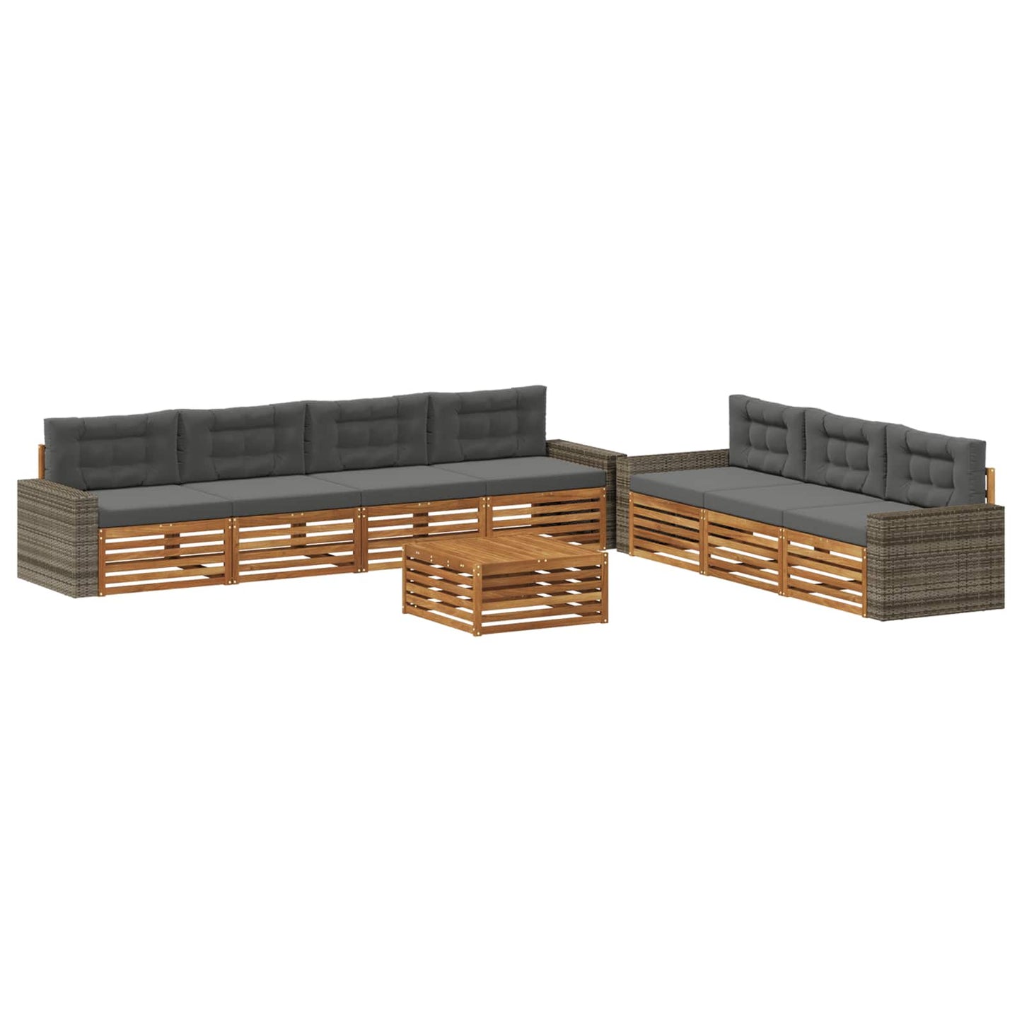 Outdoor-Sofagarnitur 8 pcs Natur und Anthrazit 79 x 79 x 37 cm