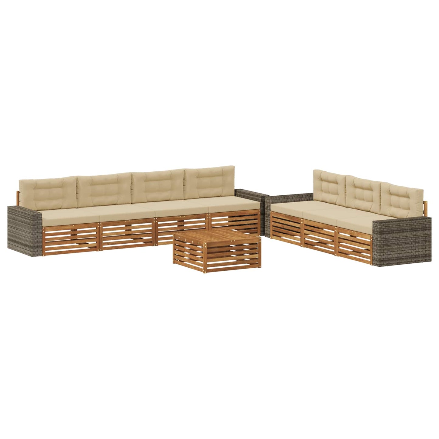 Outdoor-Sofagarnitur 8 stk. Natur und Beige Polyester
