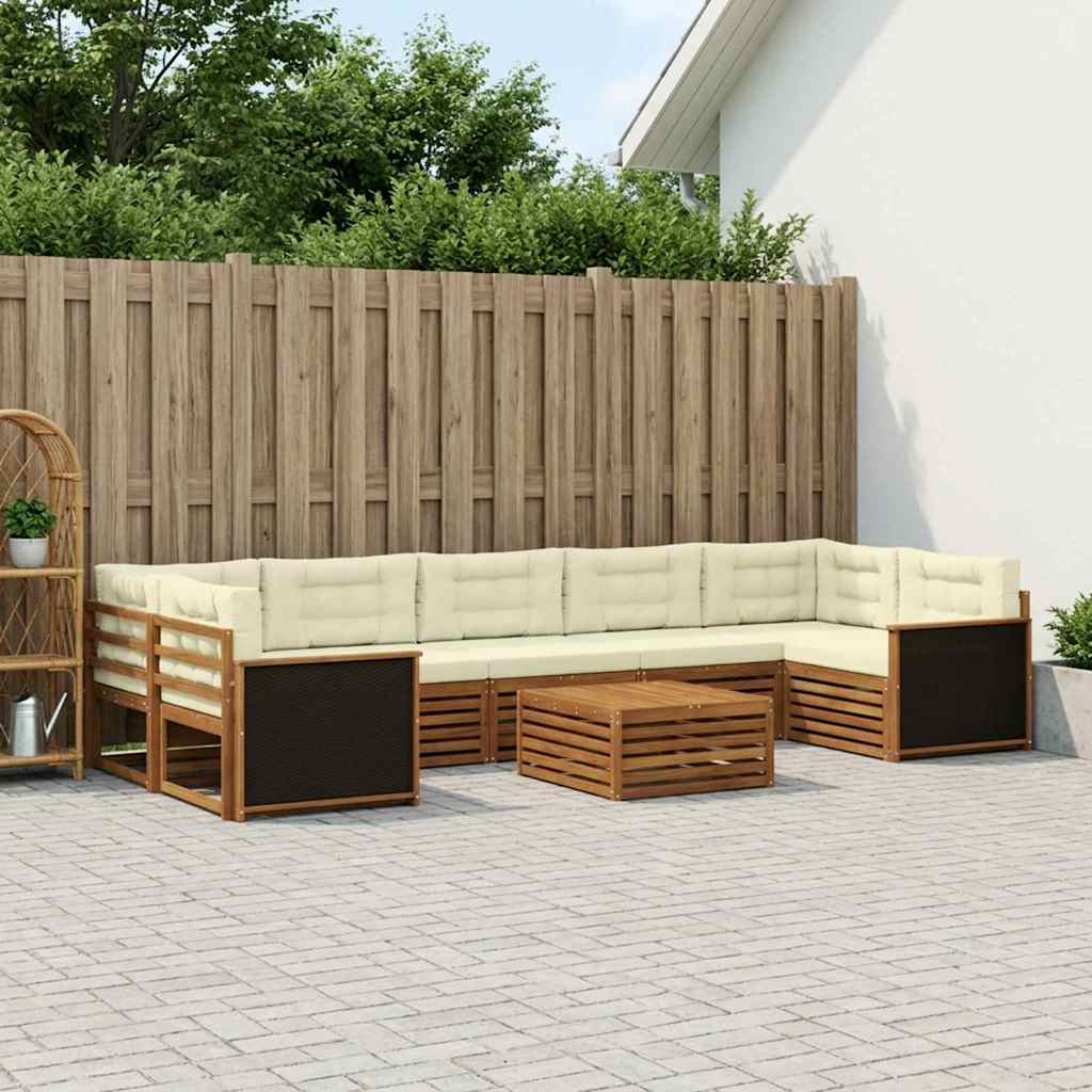 Outdoor-Sofagarnitur 8 pcs Natur und Creme
