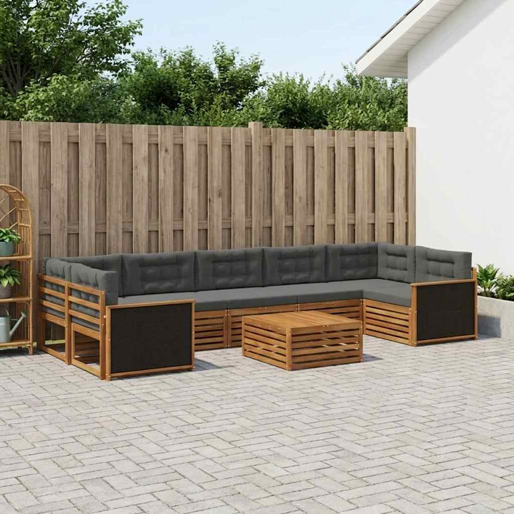 Outdoor-Sofagarnitur 8 stk. Natur und Anthrazit