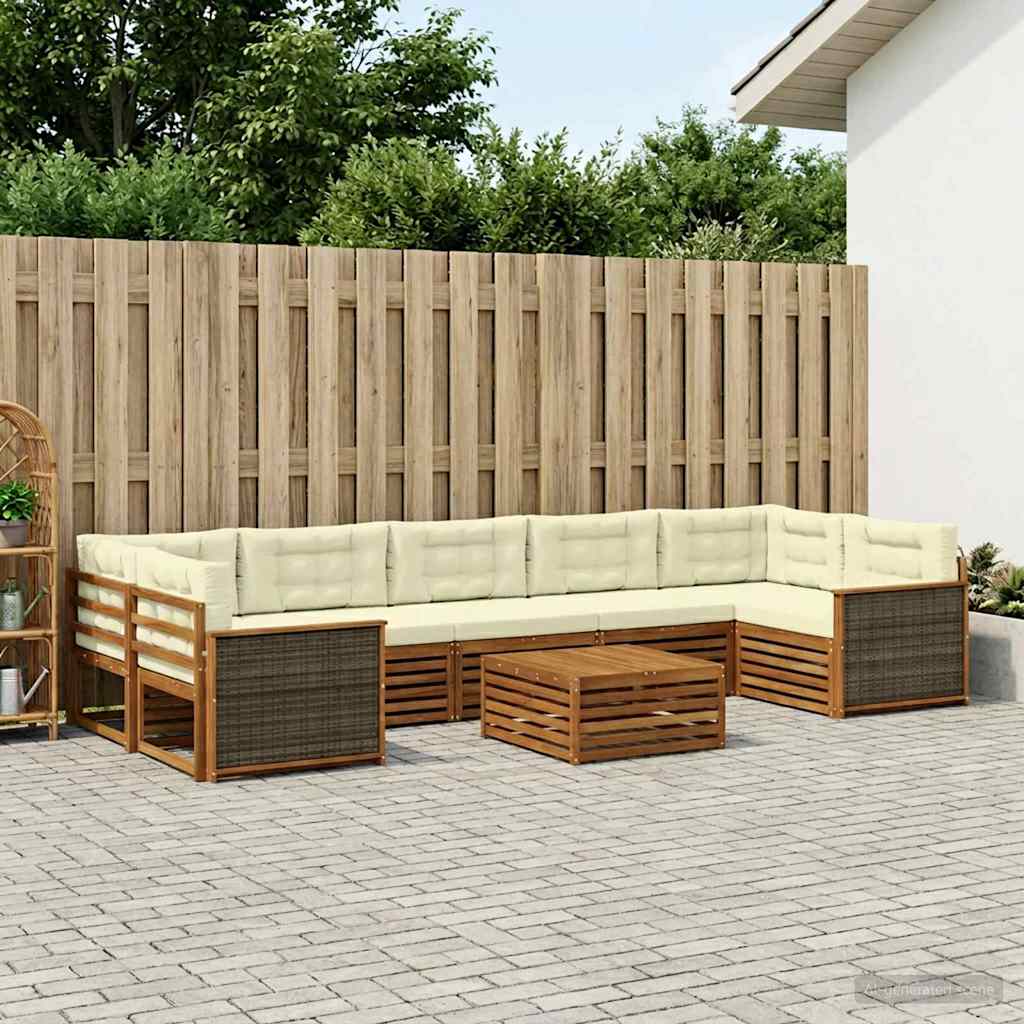 Outdoor-Sofagarnitur 8 stk. Natur und Creme
