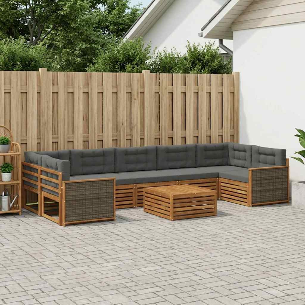 Outdoor-Sofagarnitur 8 stk. Natur und Anthrazit