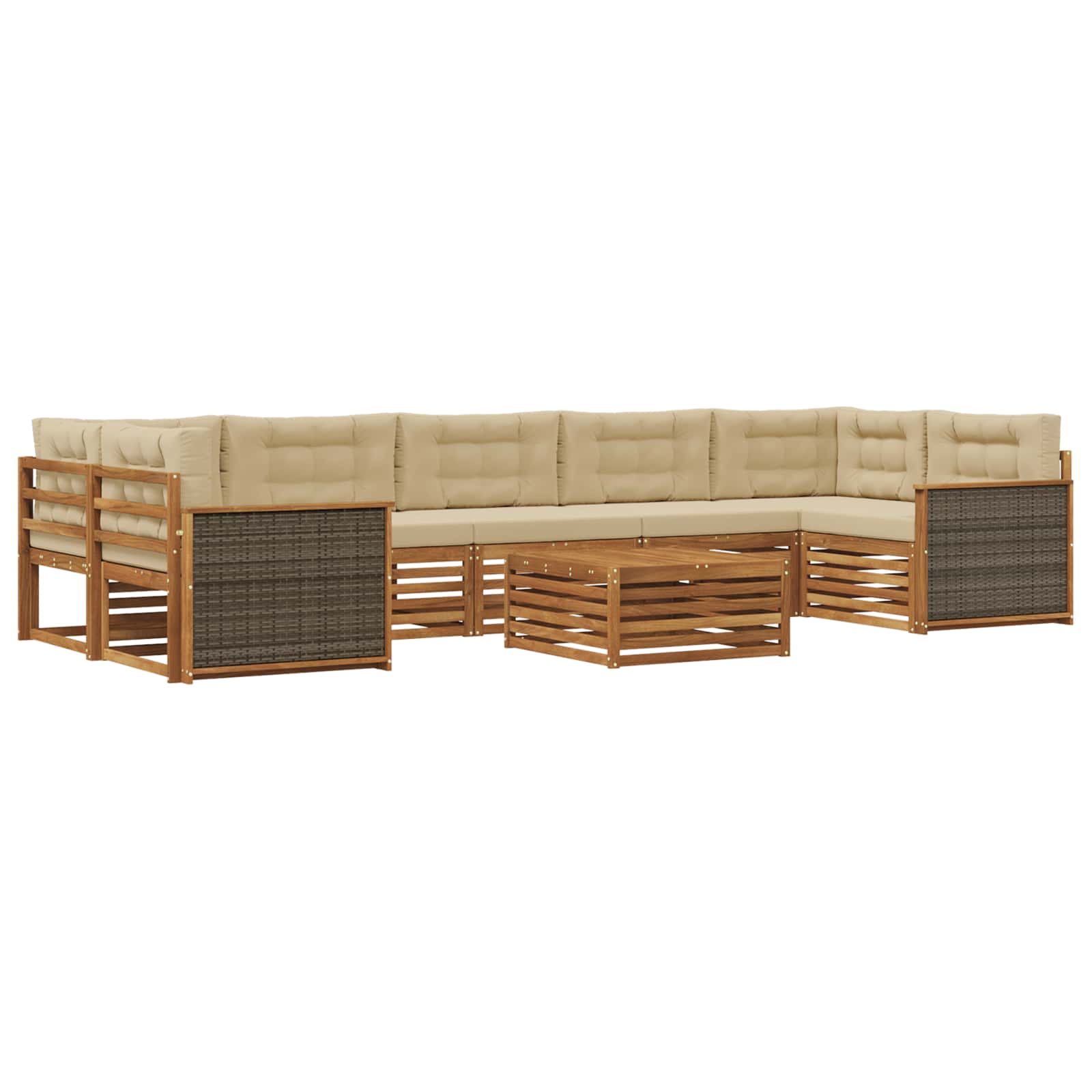 Outdoor-Sofagarnitur mit Kissen 8 pcs Natur und Beige