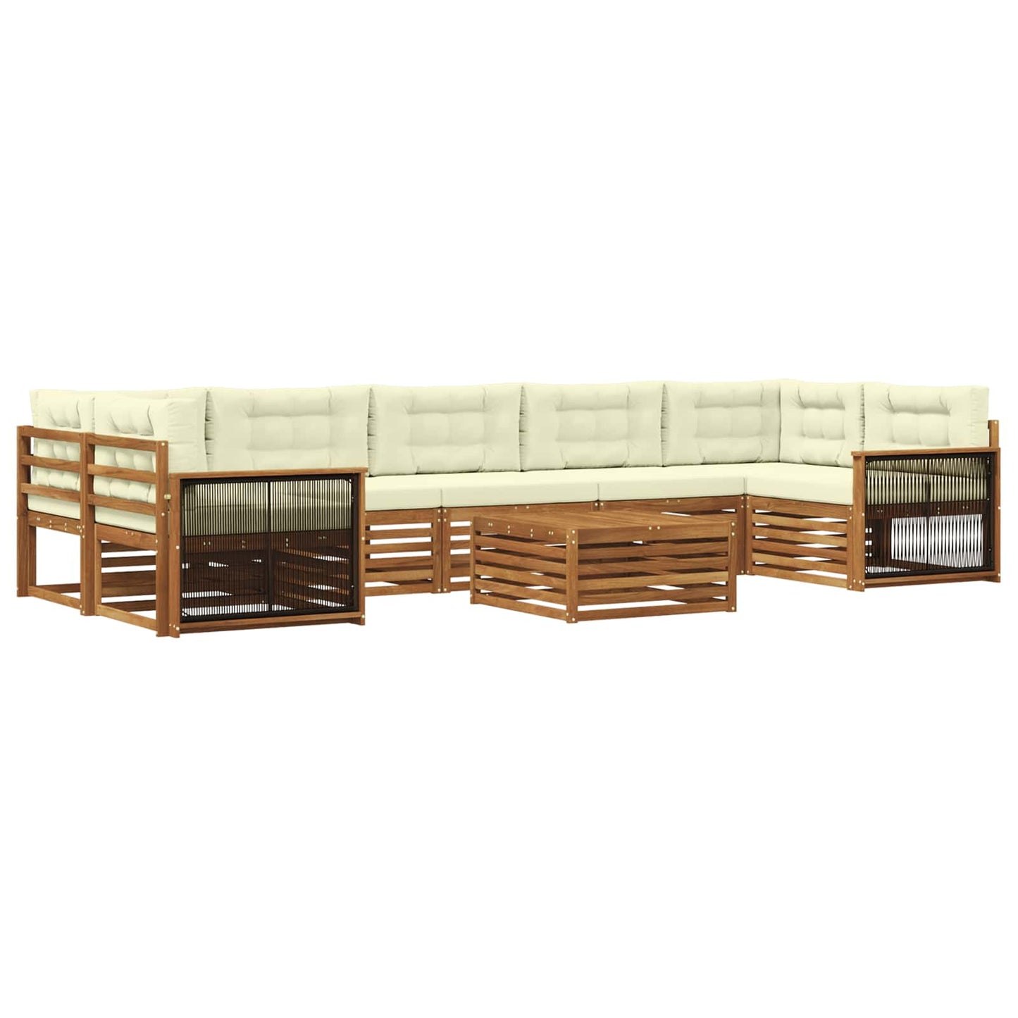 Outdoor-Sofagarnitur mit Kissen 8 pcs Natur und Creme