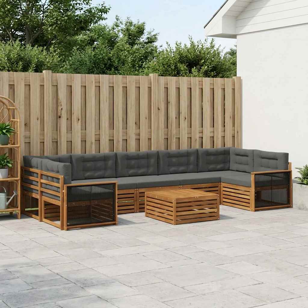 Outdoor-Sofagarnitur 8 stk. Natur und Anthrazit