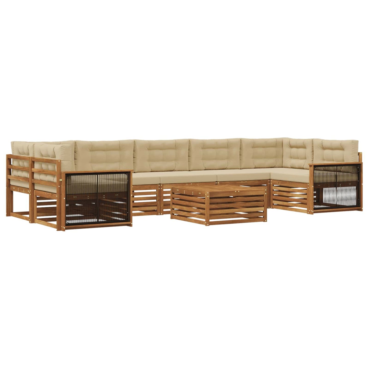 Outdoor-Sofagarnitur mit Kissen 8 pcs Natur und Beige