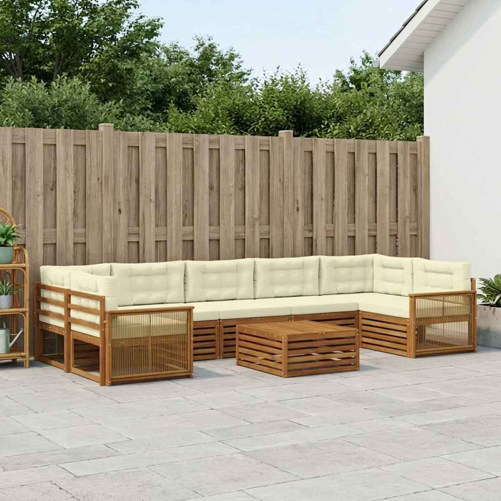 Outdoor-Sofagarnitur mit Kissen 8 pcs Natur und Creme