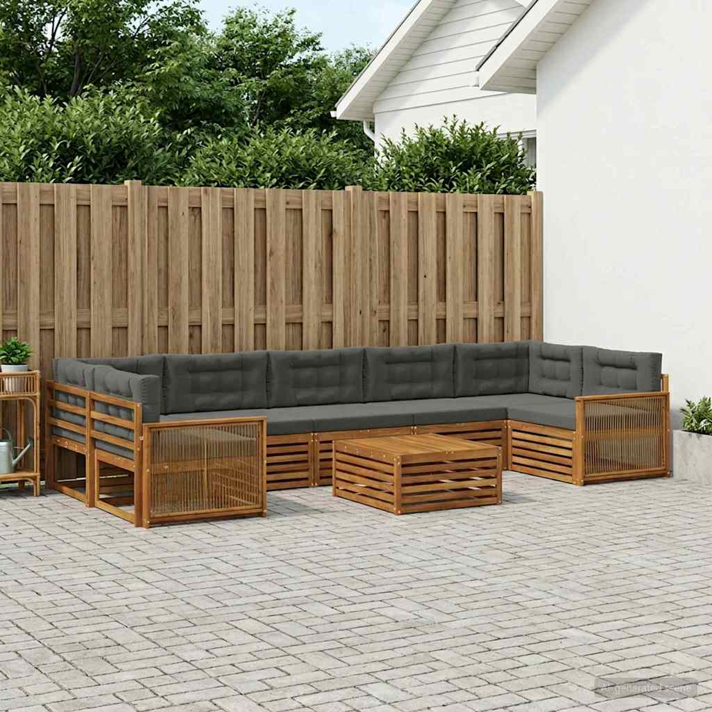 Outdoor-Sofagarnitur 8 stk. Natur und Anthrazit