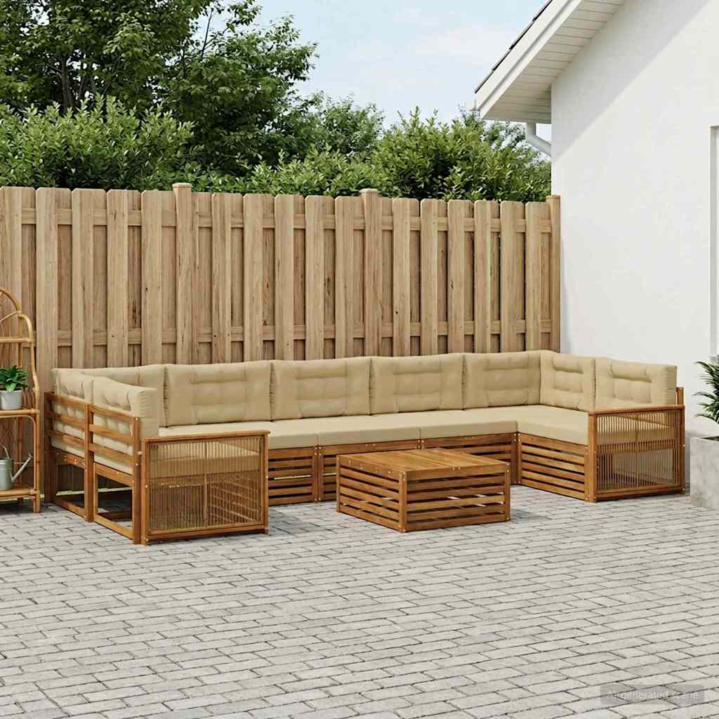 Outdoor-Sofagarnitur mit Kissen 8 pcs Natur und Beige