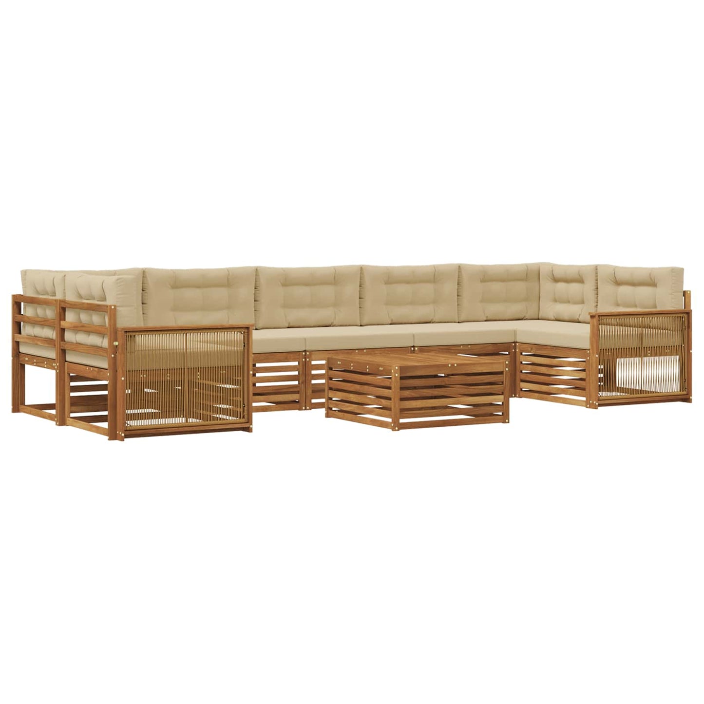 Outdoor-Sofagarnitur mit Kissen 8 pcs Natur und Beige