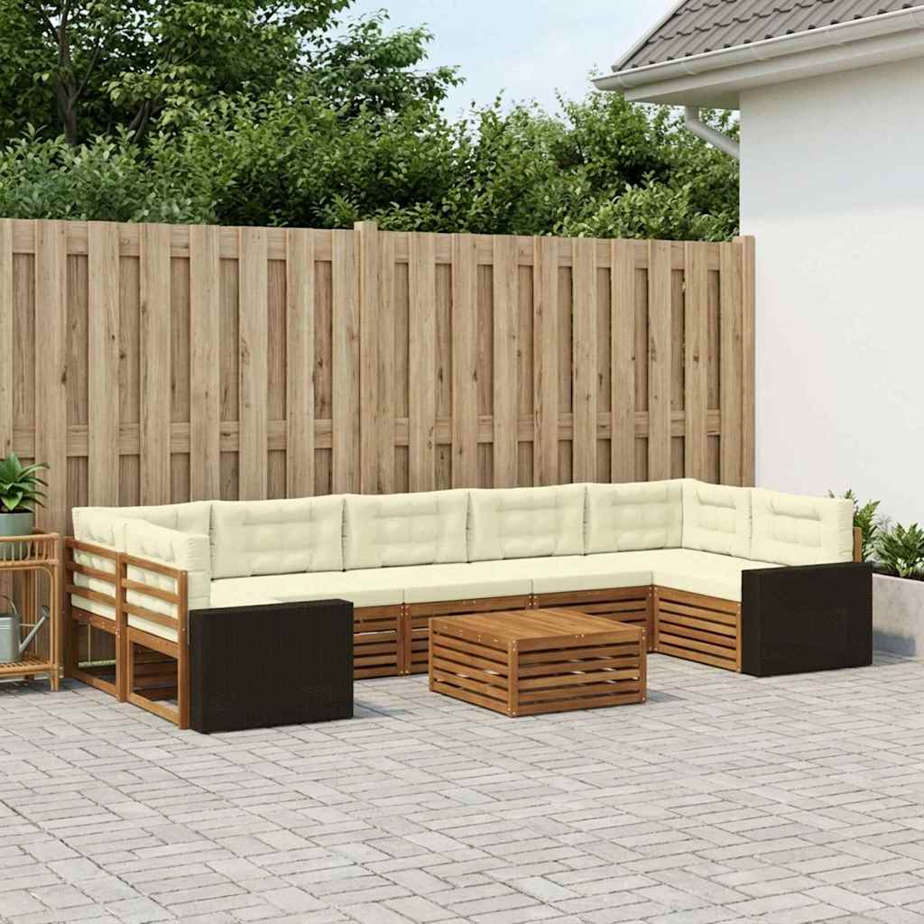 Outdoor-Sofagarnitur 8 stk. Natur und Creme