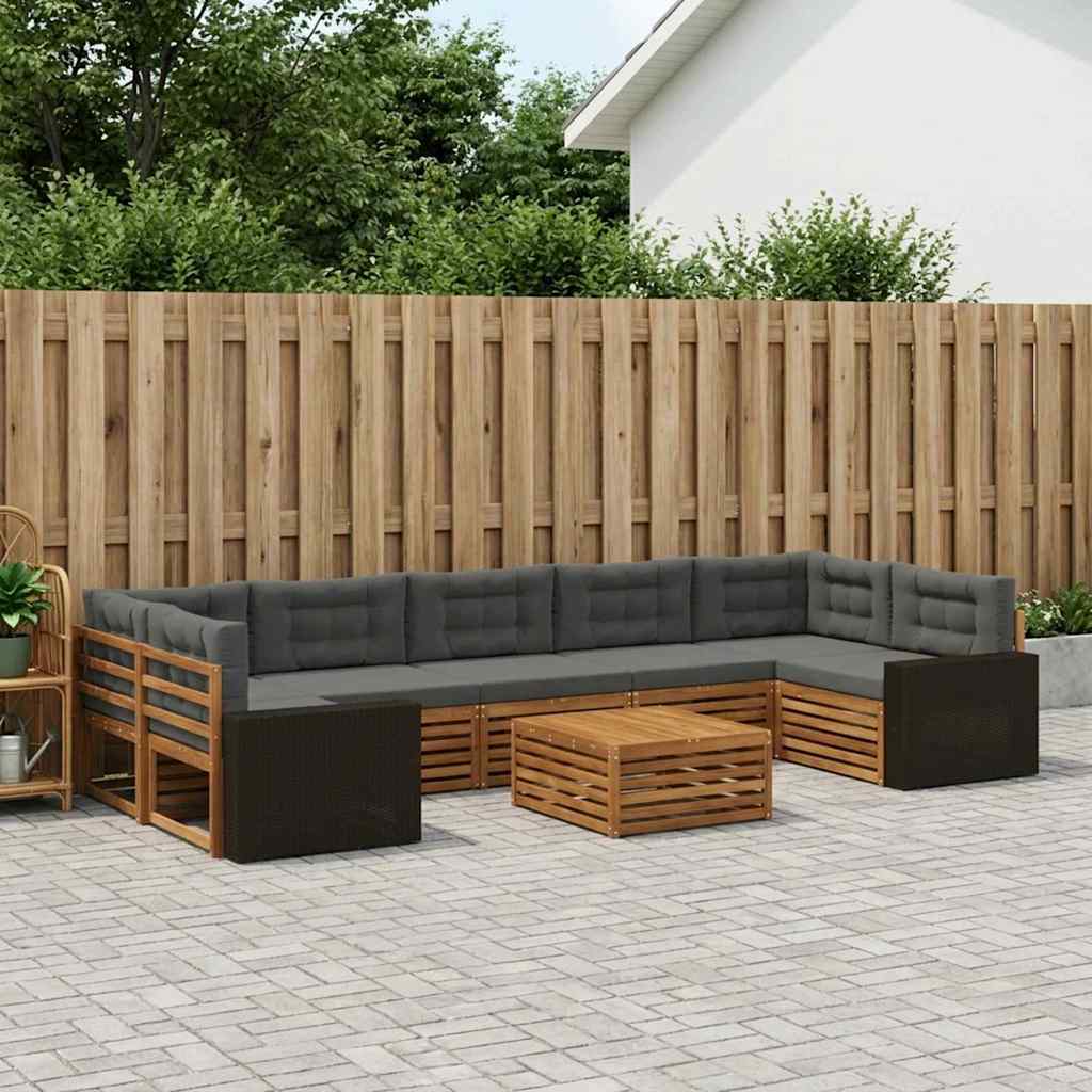 Outdoor-Sofagarnitur 8 pcs Natur und Anthrazit