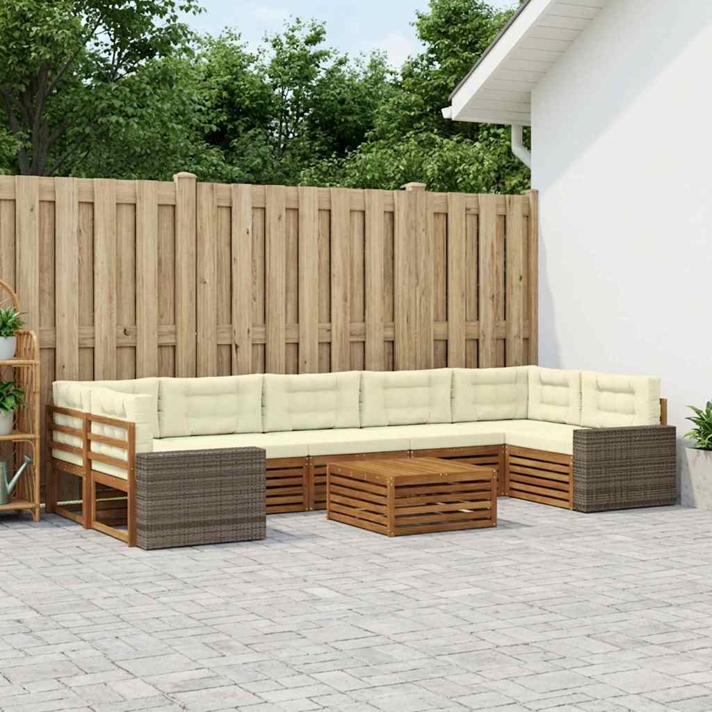 Outdoor-Sofagarnitur 8 stk. Natur und Creme