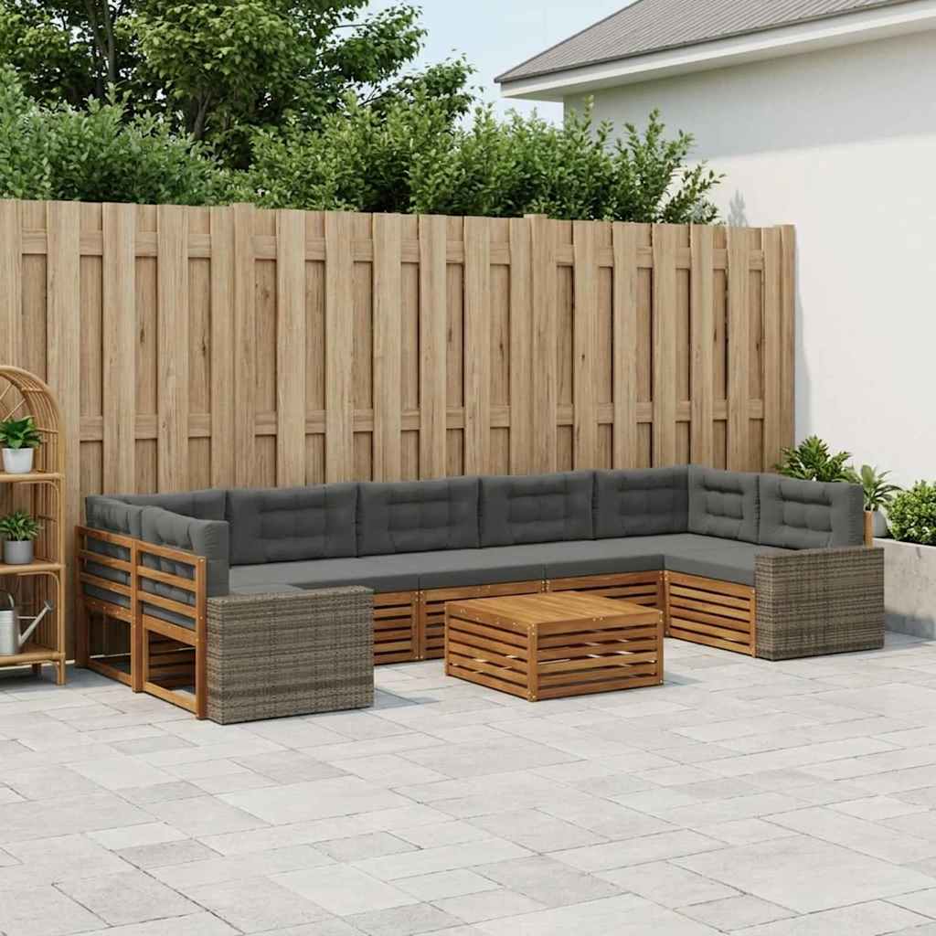 Outdoor-Sofagarnitur 8 pcs Natur und Anthrazit