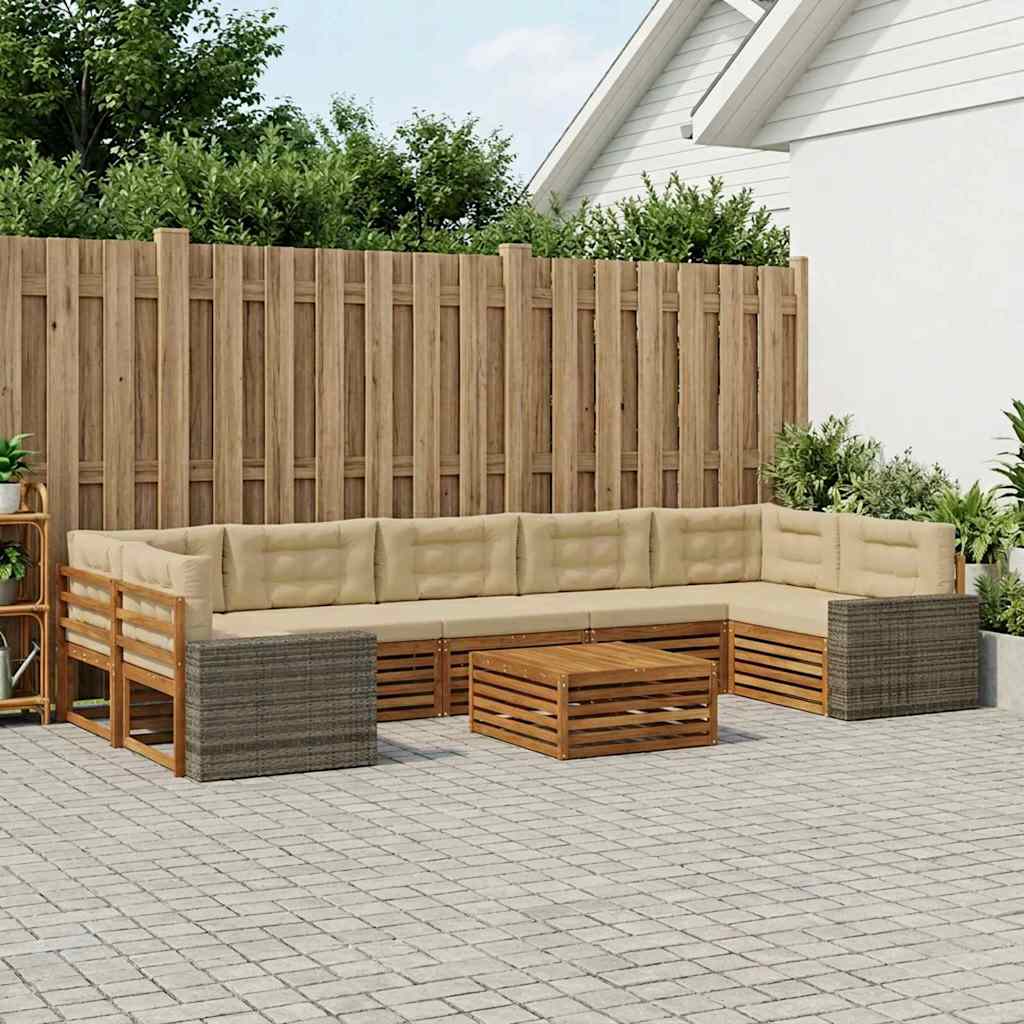 Outdoor-Sofagarnitur 8 pcs Natur und Beige