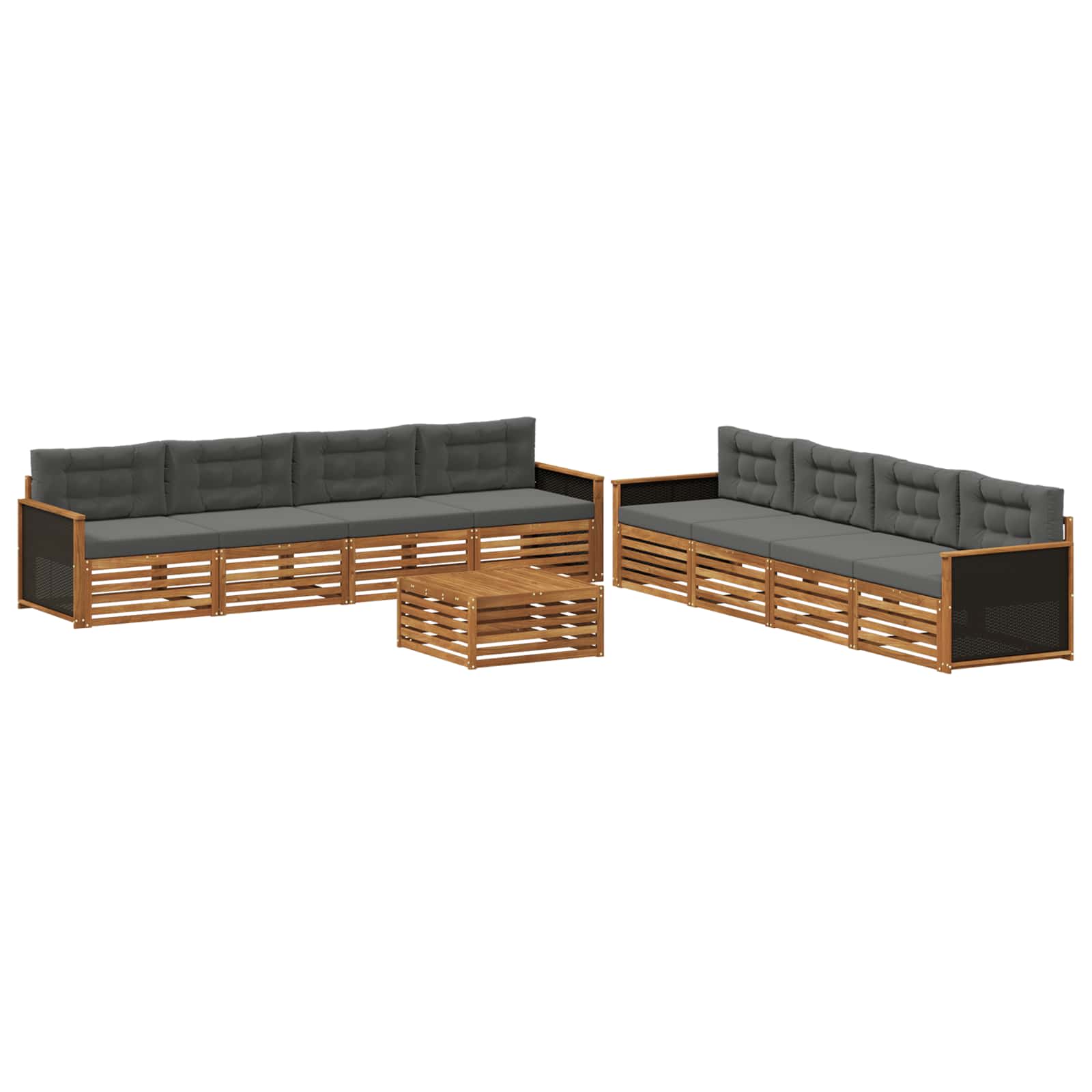 Outdoor-Sofagarnitur 9 pcs Natur und Anthrazit Polyester
