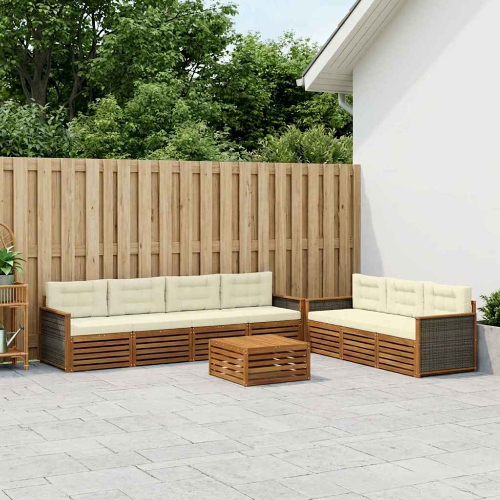 Outdoor-Sofagarnitur 9 stk. Natur und Creme