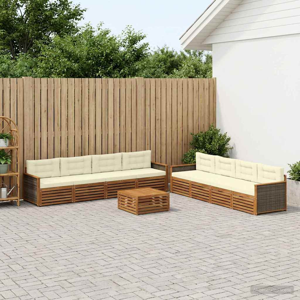 Outdoor-Sofagarnitur 9 stk. Natur und Creme