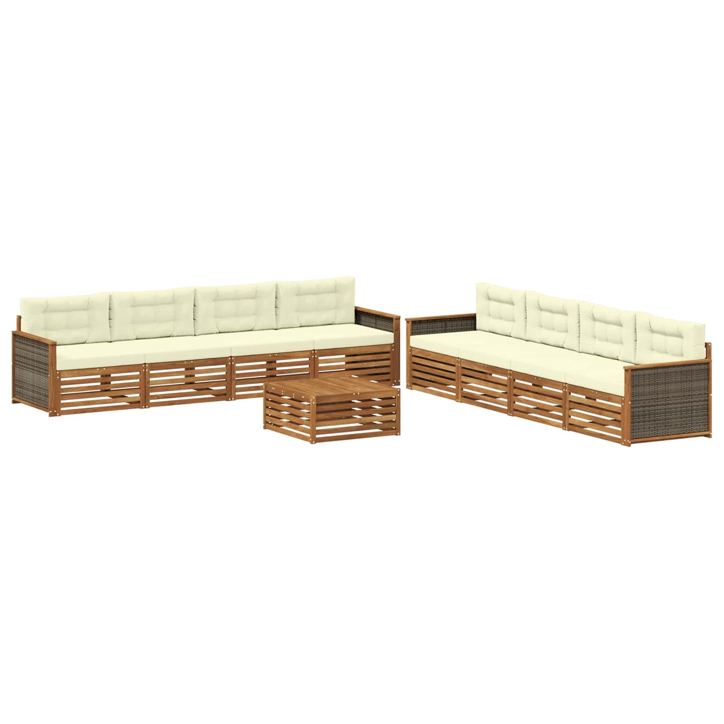 Outdoor-Sofagarnitur 9 stk. Natur und Creme