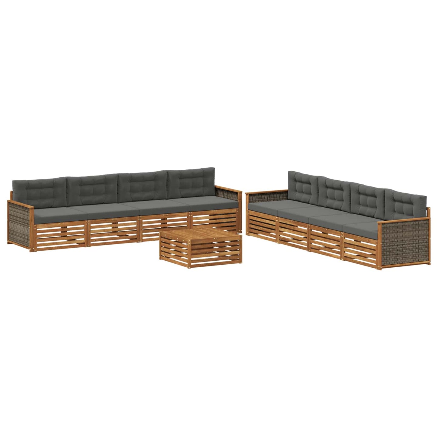 Outdoor-Sofagarnitur 9 stk. Natur und Anthrazit
