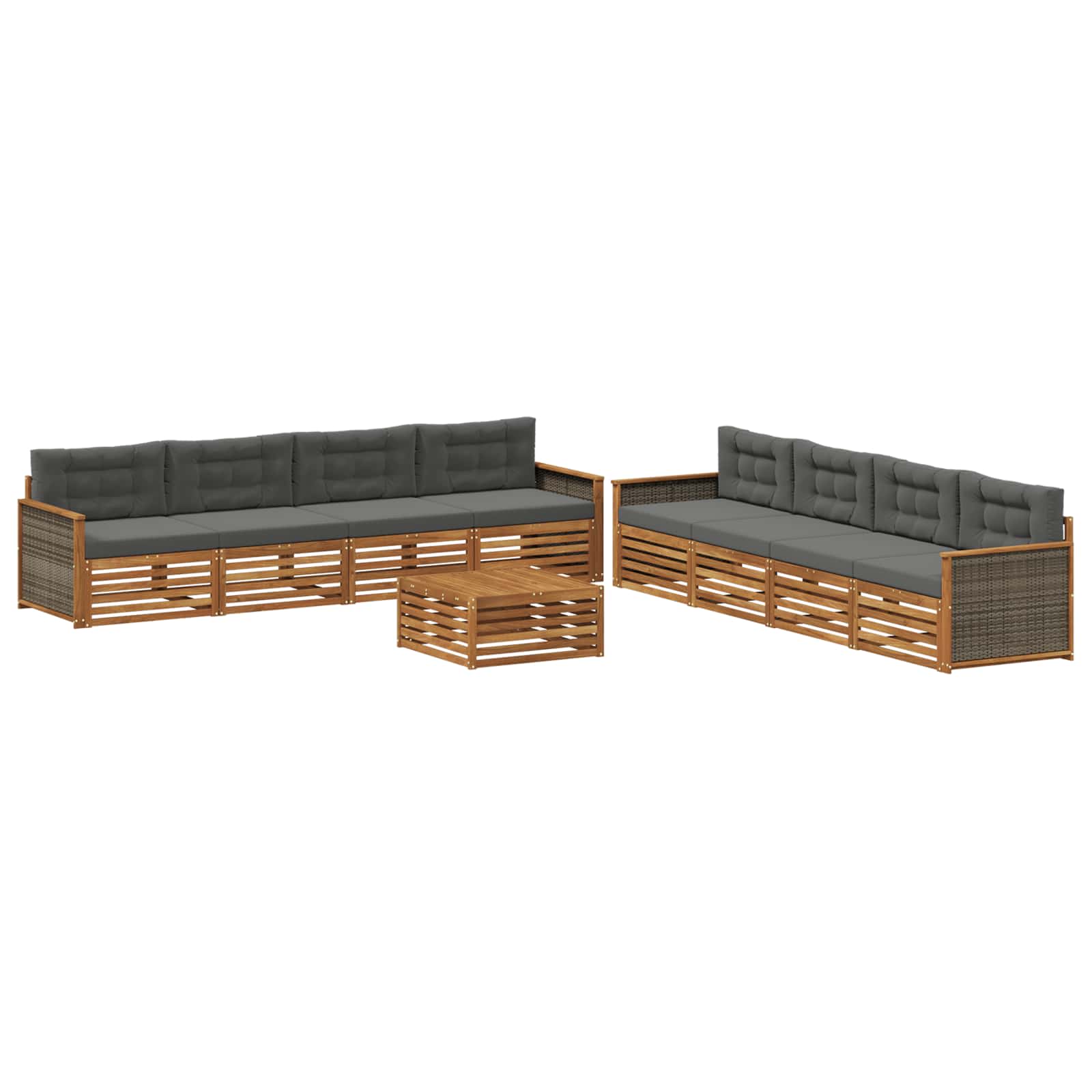 Outdoor-Sofagarnitur 9 stk. Natur und Anthrazit