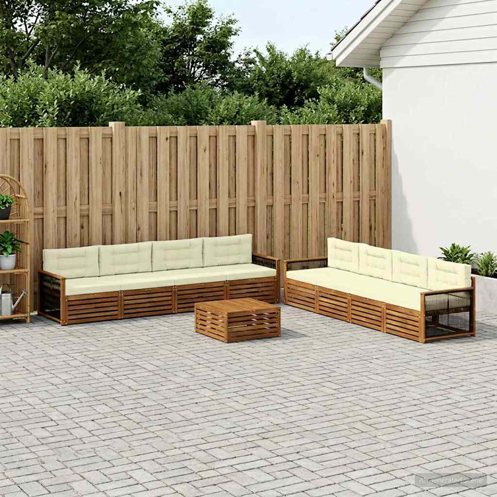 Outdoor-Sofagarnitur 9 stk. Natur und Creme