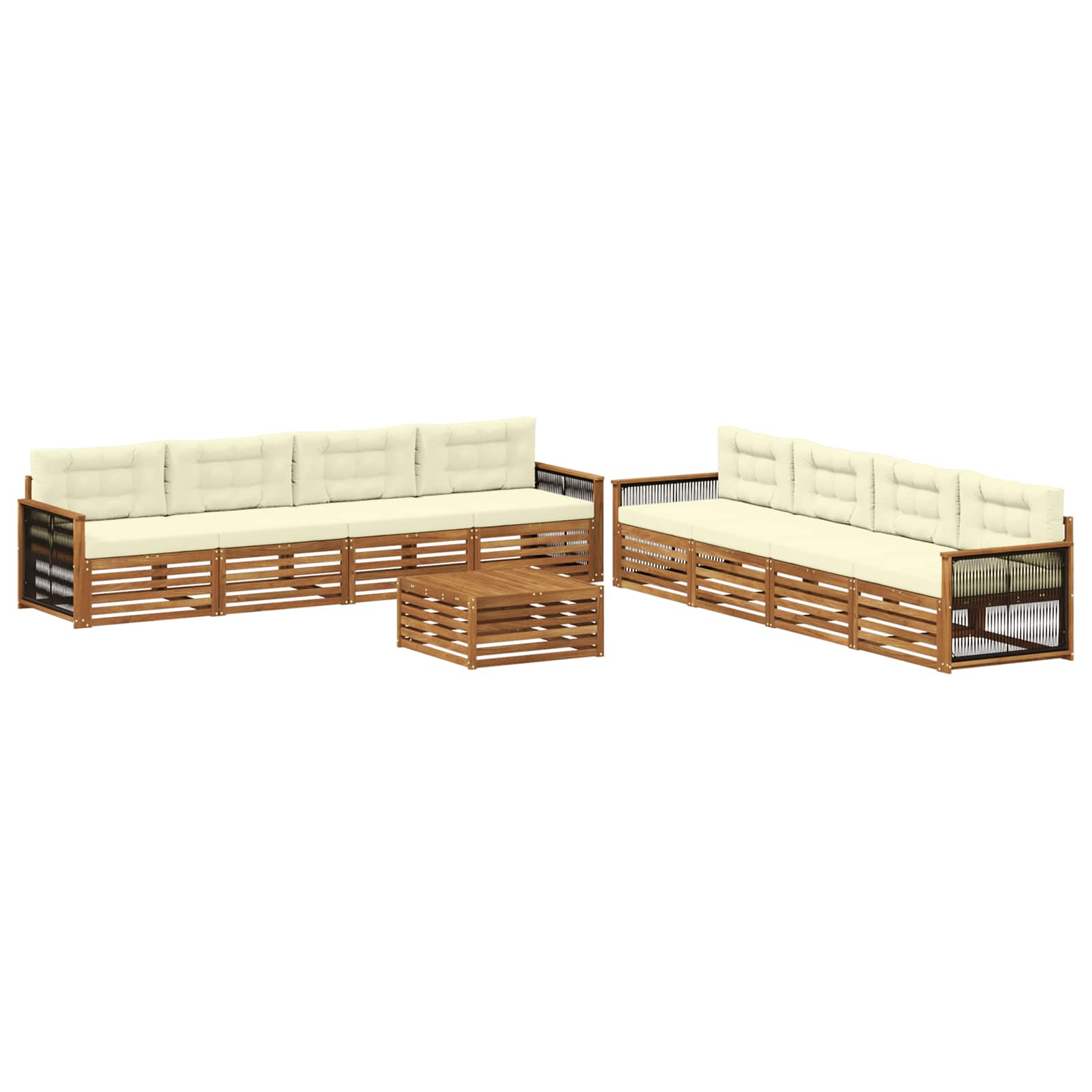 Outdoor-Sofagarnitur 9 stk. Natur und Creme