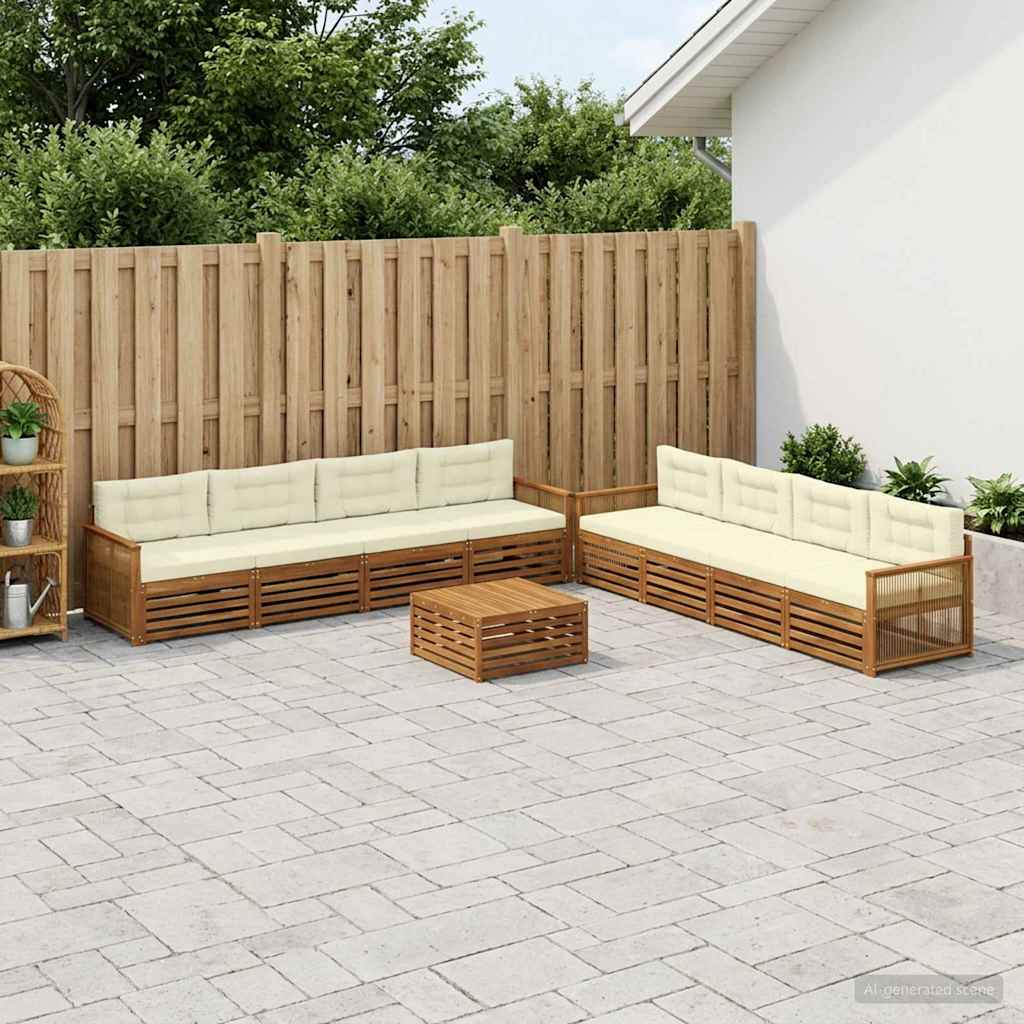 Outdoor-Sofagarnitur 9 stk. Natur und Creme
