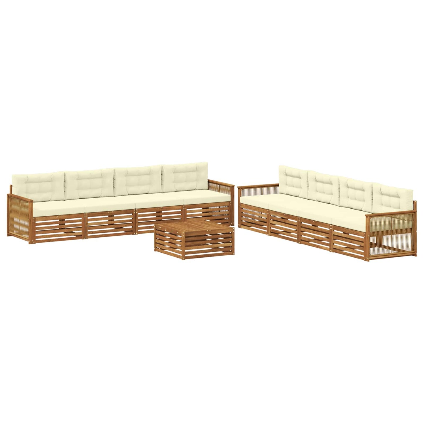 Outdoor-Sofagarnitur 9 stk. Natur und Creme