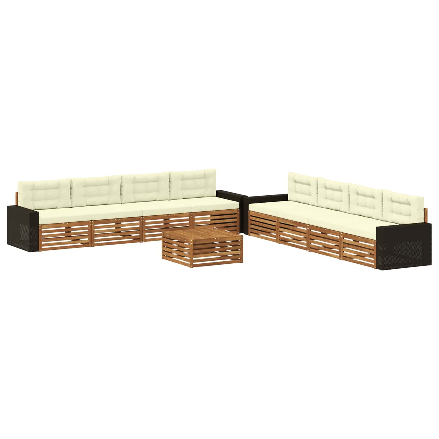 Outdoor-Sofagarnitur 9 stk. Natur und Creme Polyester