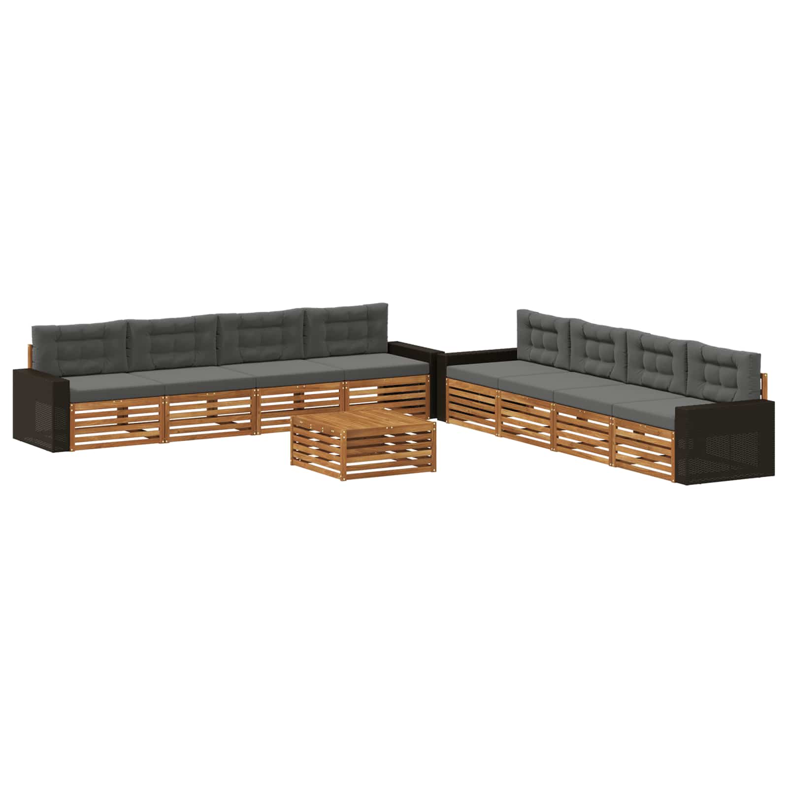 Outdoor-Sofagarnitur 9 stk. Natur und Anthrazit Polyester