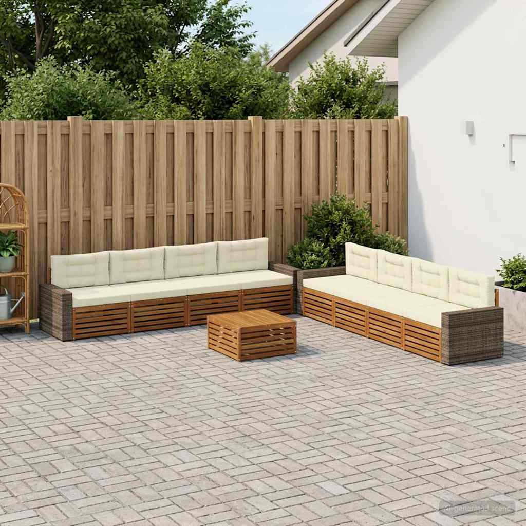 Outdoor-Sofagarnitur 9 stk. Natur und Creme Polyester