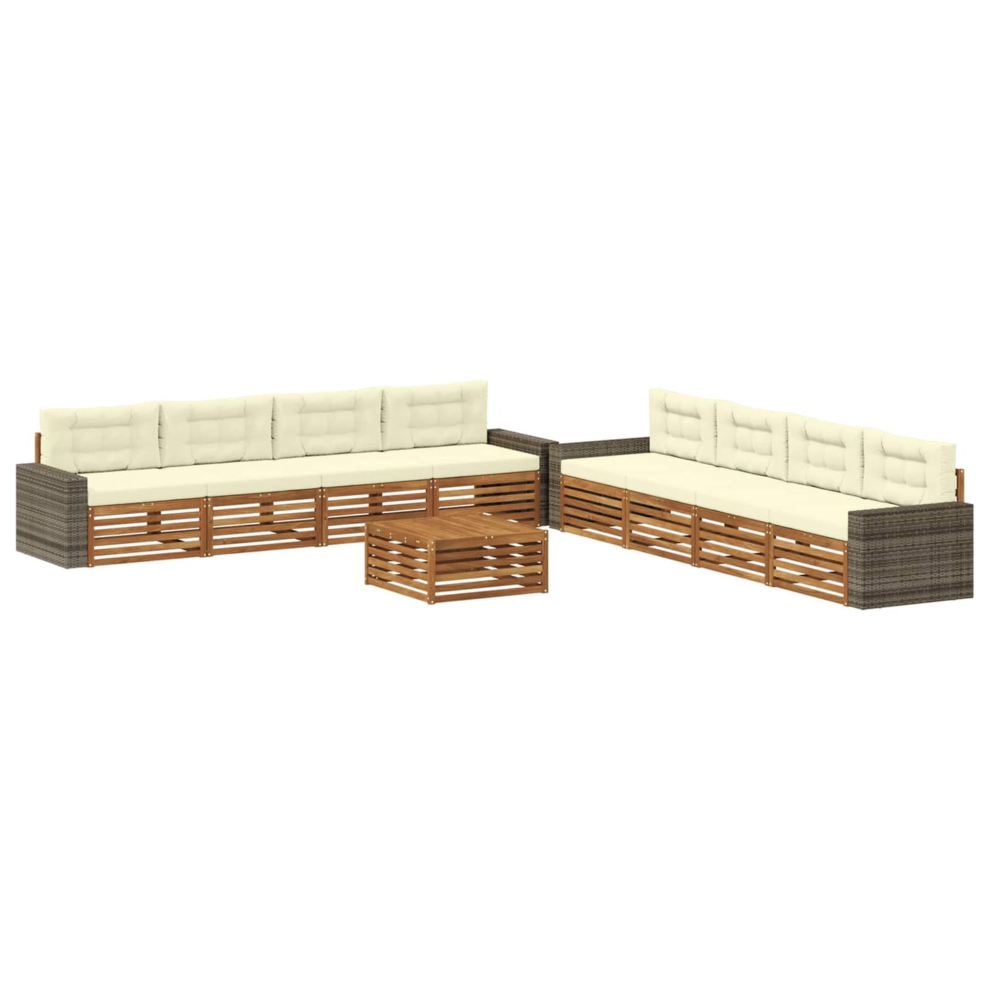 Outdoor-Sofagarnitur 9 stk. Natur und Creme Polyester