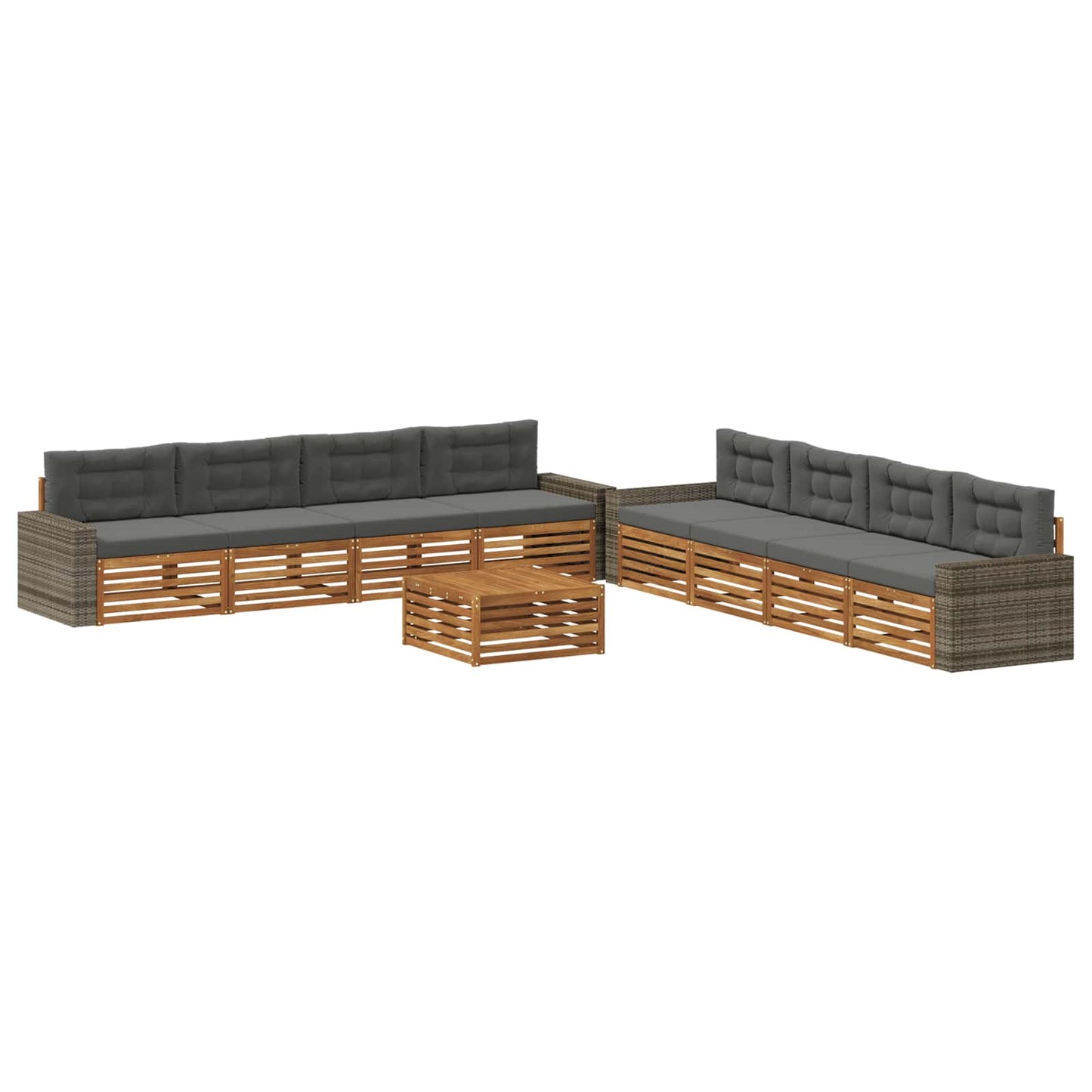 Outdoor-Sofagarnitur 9 stk. Natur und Anthrazit Polyester