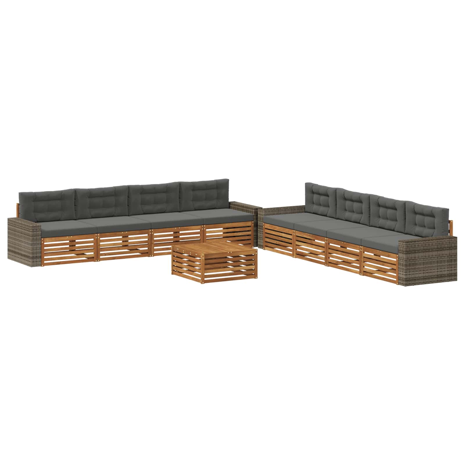 Outdoor-Sofagarnitur 9 stk. Natur und Anthrazit Polyester