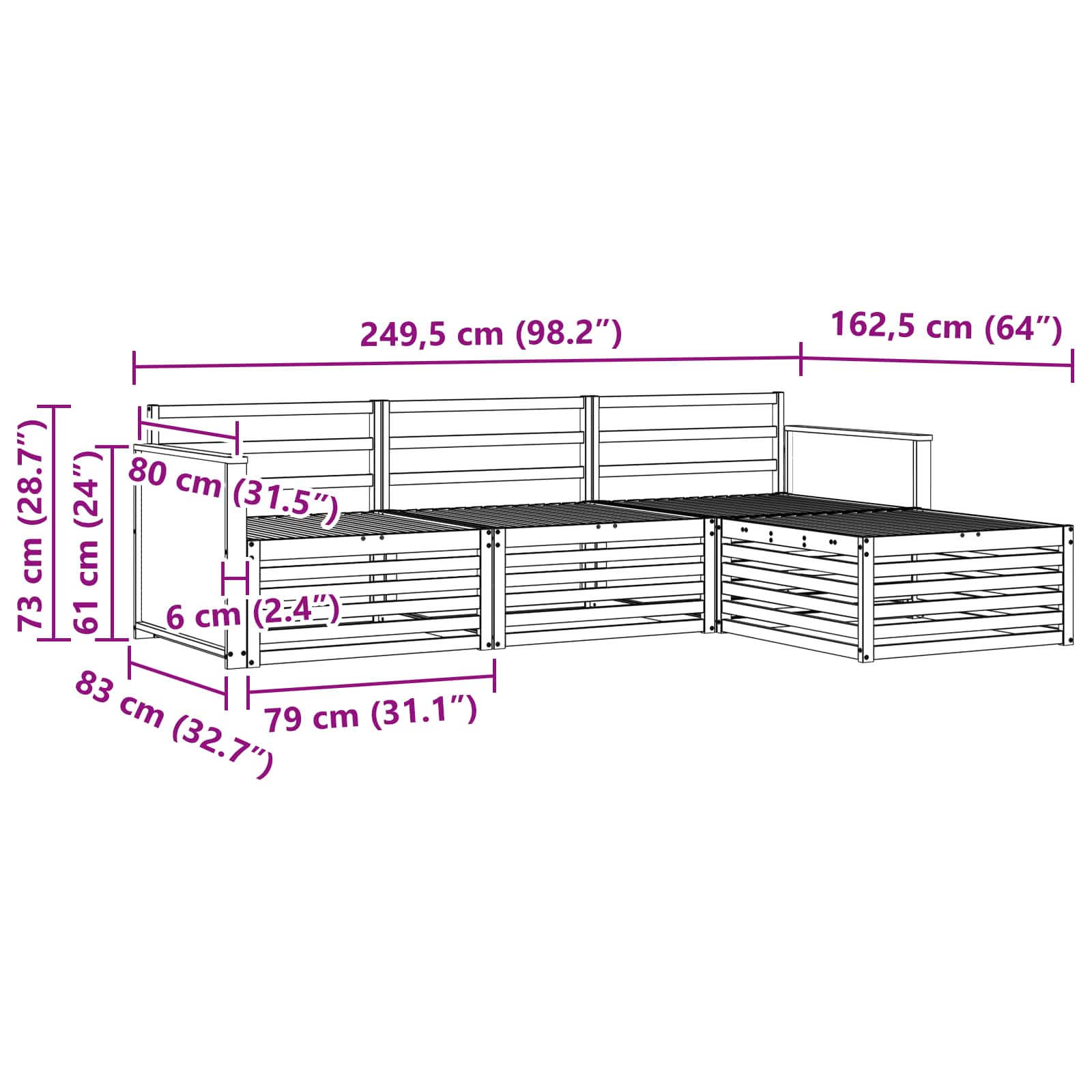 Outdoor-Sofagarnitur 4 pcs Natur Massivholz Akazie