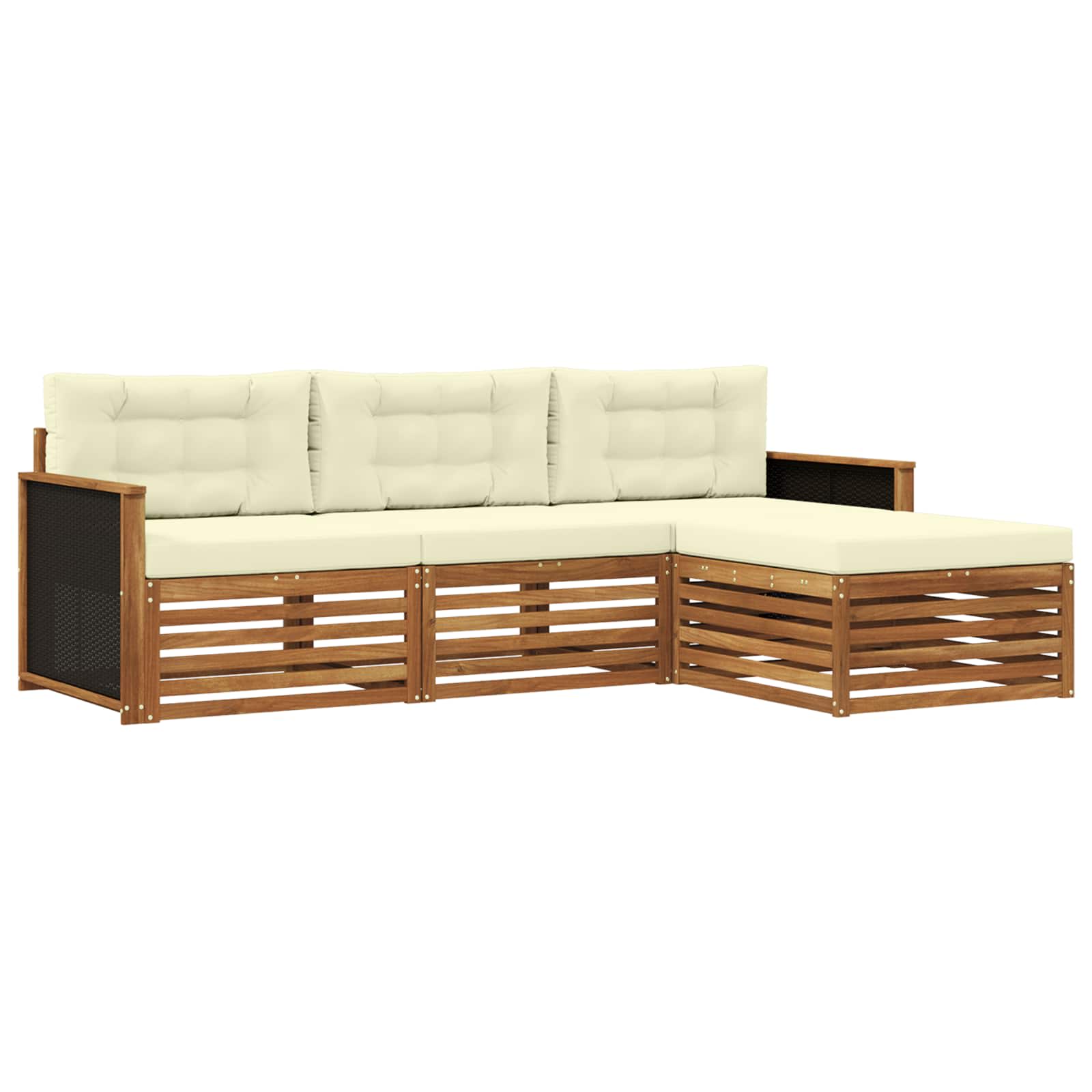 Outdoor-Sofagarnitur mit Kissen 4 pcs Natur und Creme Polyester