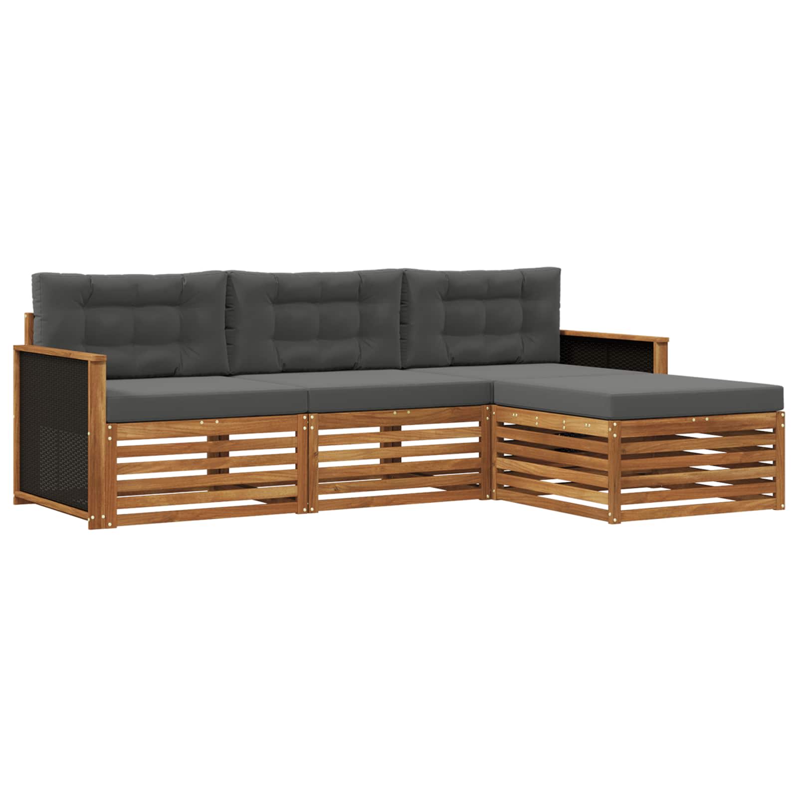 Outdoor-Sofagarnitur 4 stk. Natur und Anthrazit Polyester