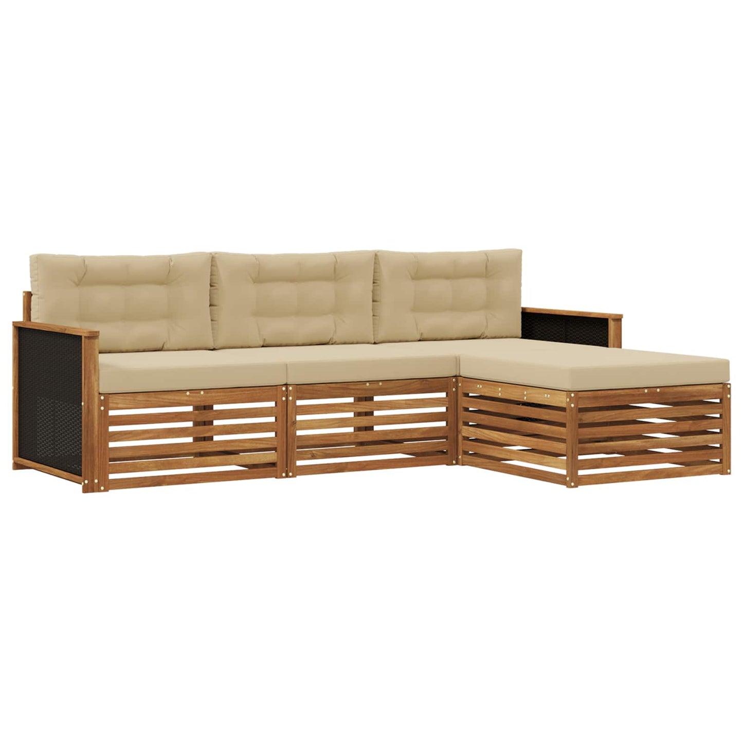 Outdoor-Sofagarnitur mit Kissen 4 pcs Natur und Beige Polyester