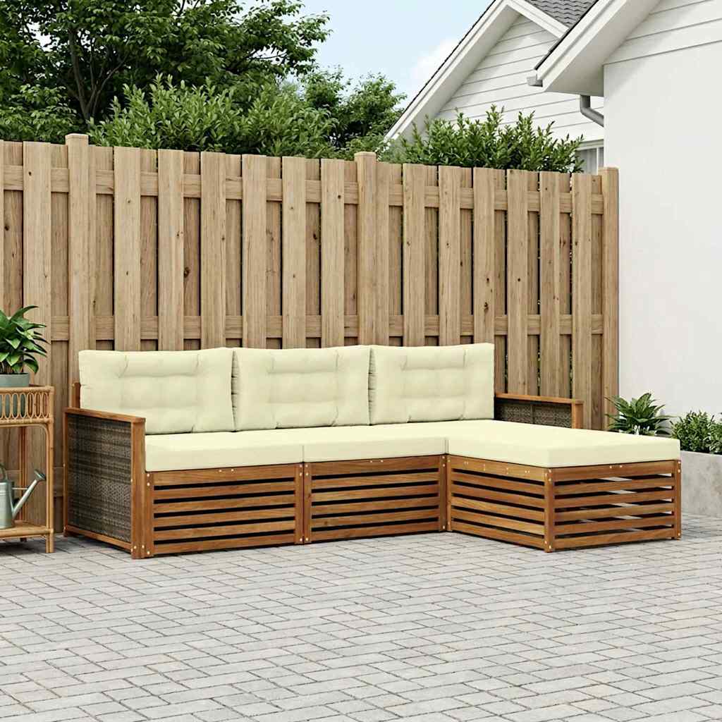 Outdoor-Sofagarnitur Natur und Creme 249,5 x 162,5 x 73 cm