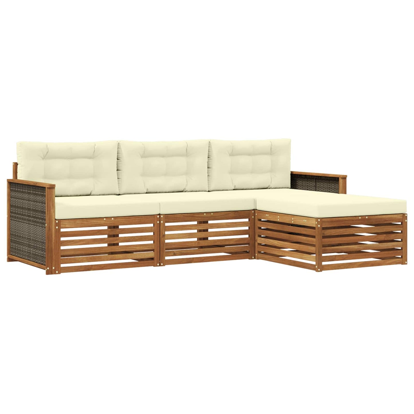 Outdoor-Sofagarnitur Natur und Creme 249,5 x 162,5 x 73 cm