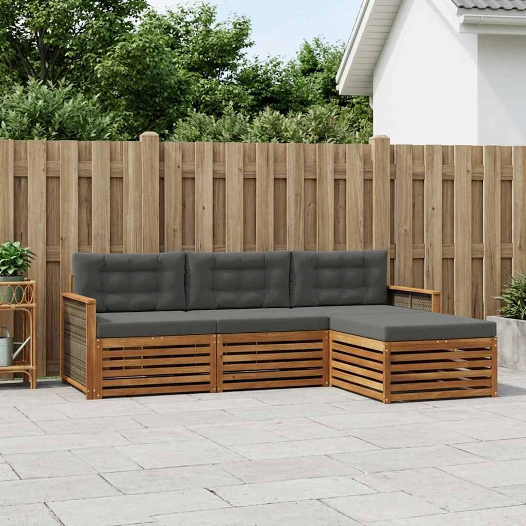 Outdoor-Sofagarnitur Natur und Anthrazit 249,5 x 162,5 x 73 cm