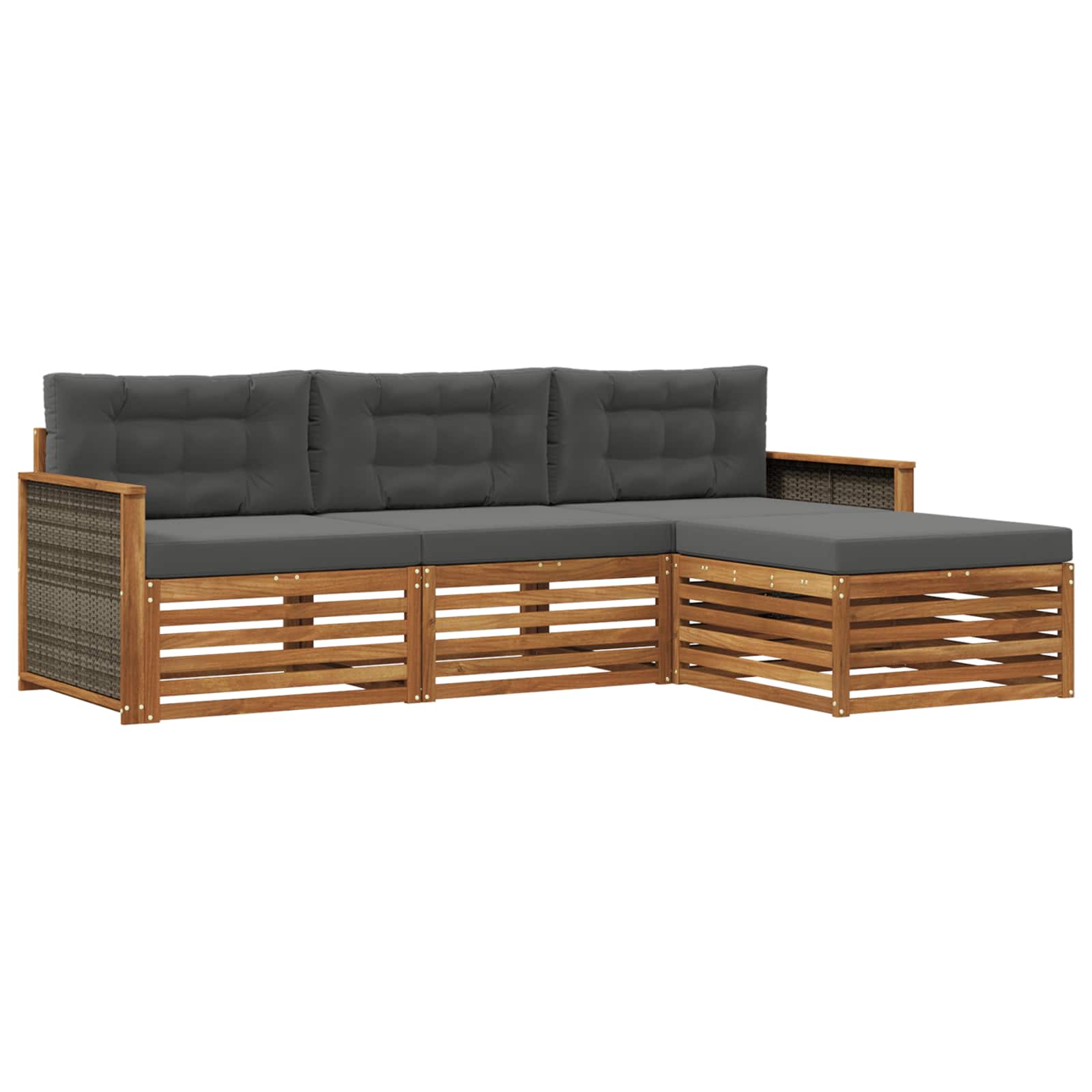 Outdoor-Sofagarnitur Natur und Anthrazit 249,5 x 162,5 x 73 cm