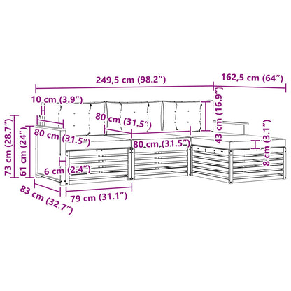 Outdoor-Sofagarnitur Natur und Anthrazit 249,5 x 162,5 x 73 cm