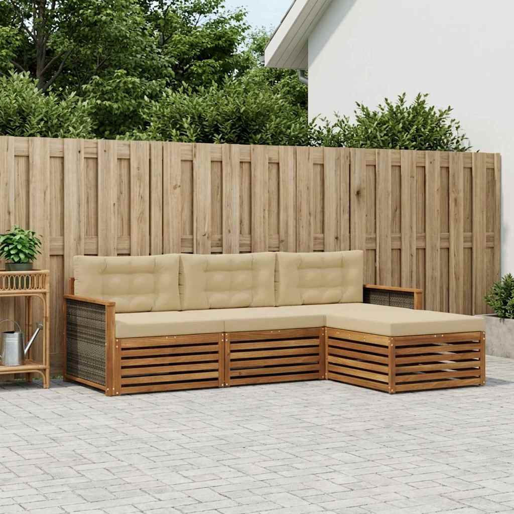 Outdoor-Sofagarnitur Natur und Beige 249,5 x 162,5 x 73 cm