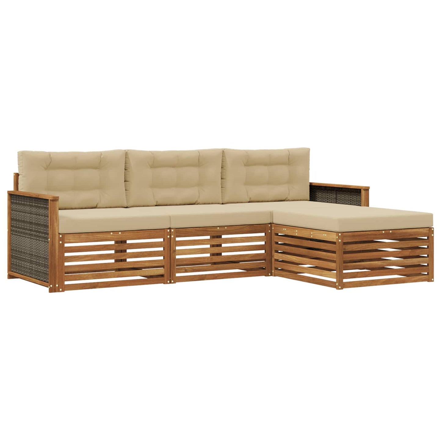 Outdoor-Sofagarnitur Natur und Beige 249,5 x 162,5 x 73 cm